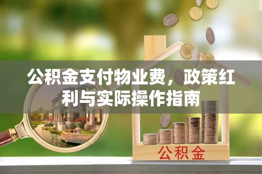 献县公积金支付物业费，政策红利与实际操作指南